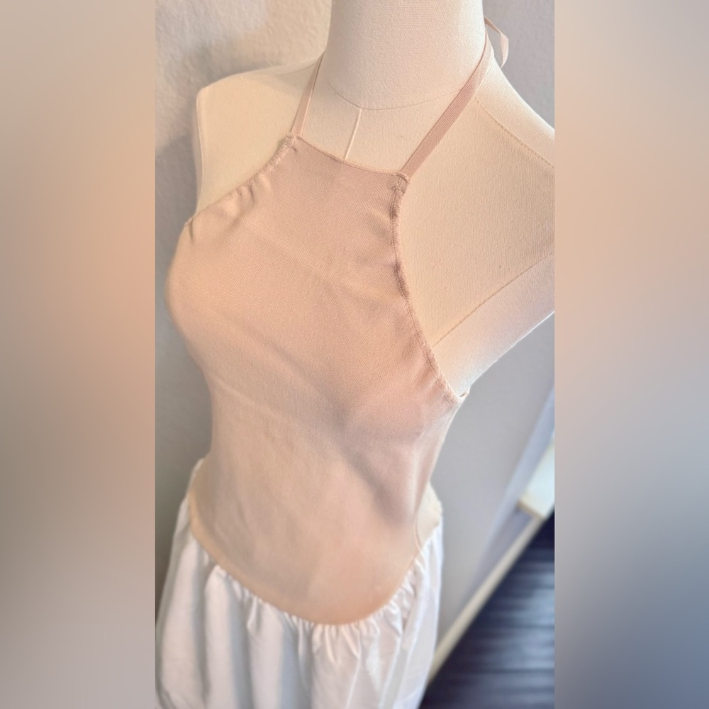 MESHKI Katie White Linen & Nude Knit Midi Dress - Picture 9 of 16